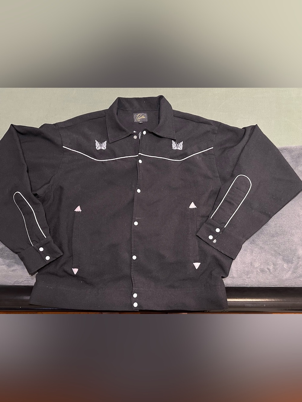Needles - Black Western Snap Jacket with Embroidered Butterflies